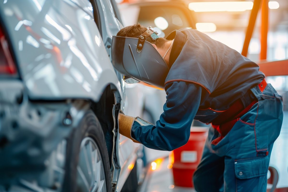 technician working on collision repair