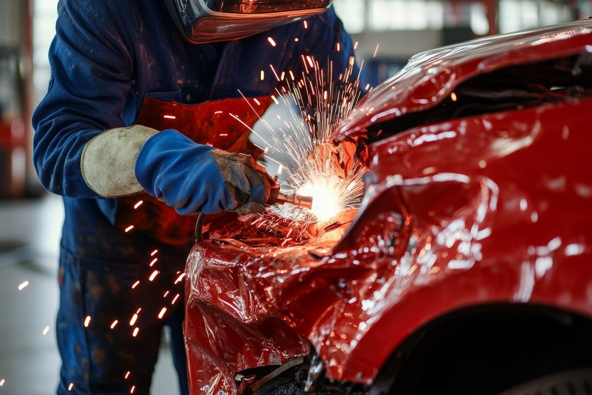 technician working on collision repair